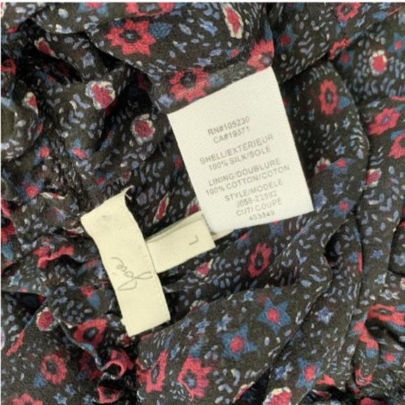 Joie Black Red Silk Yara Mix Sheer Floral Blouse - Picture 4 of 6